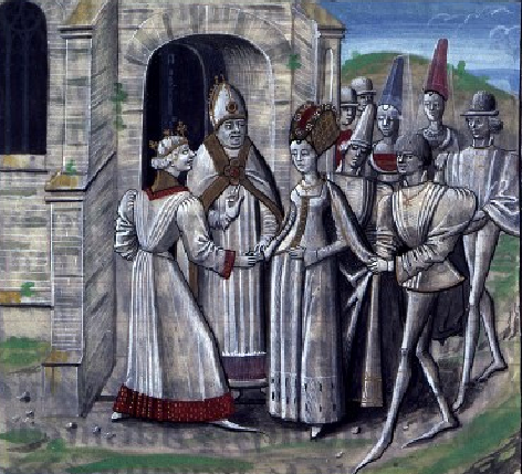 Mariage d'Amaury Ier d'Anjou et de Marie Comnne - Guillaume de Tyr - Historia (BNF - Mss.Fr.68 - folio 318v)
